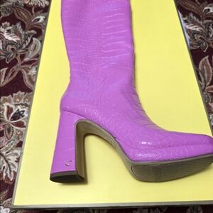 Circus by Sam Edelman Pink Croc-Embossed Heeled Boots